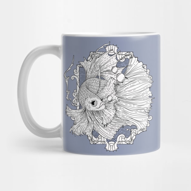 Betta fish illustration in line art wavy style. by ChrisiMM